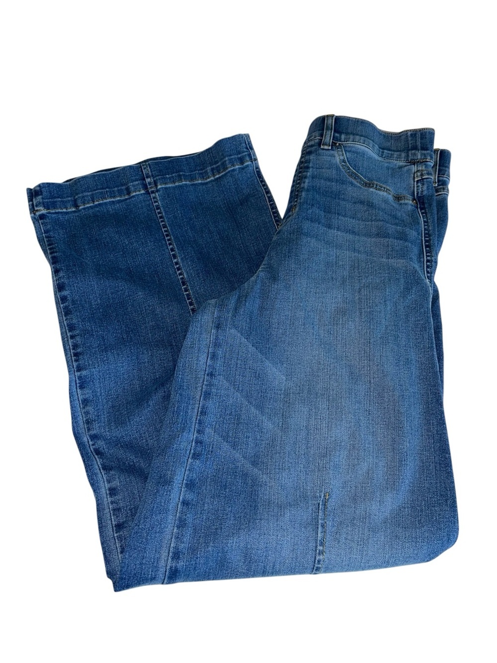 SPANX Wide-Leg, Front Seam, High-Rise Jeans in Medium Blue - Picture 8 of 10
